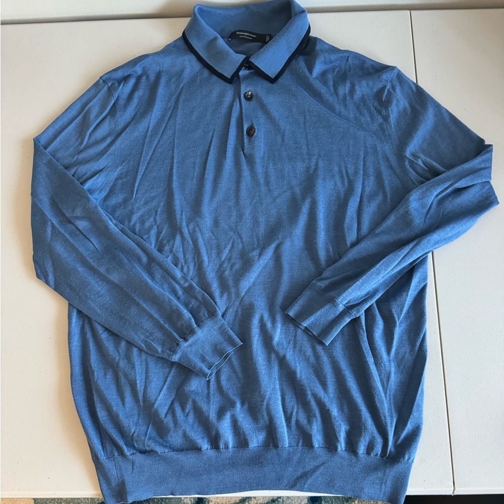 Ermenegildo Zegna Wool/Cashmere Polo Sweater, Blue size XL